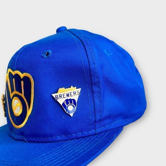 Vtg 90s NOS Grosscap Milwaukee Brewers Snapback Hat, 3 Pins, Crisp MLB Youngan - Picture 7 of 9